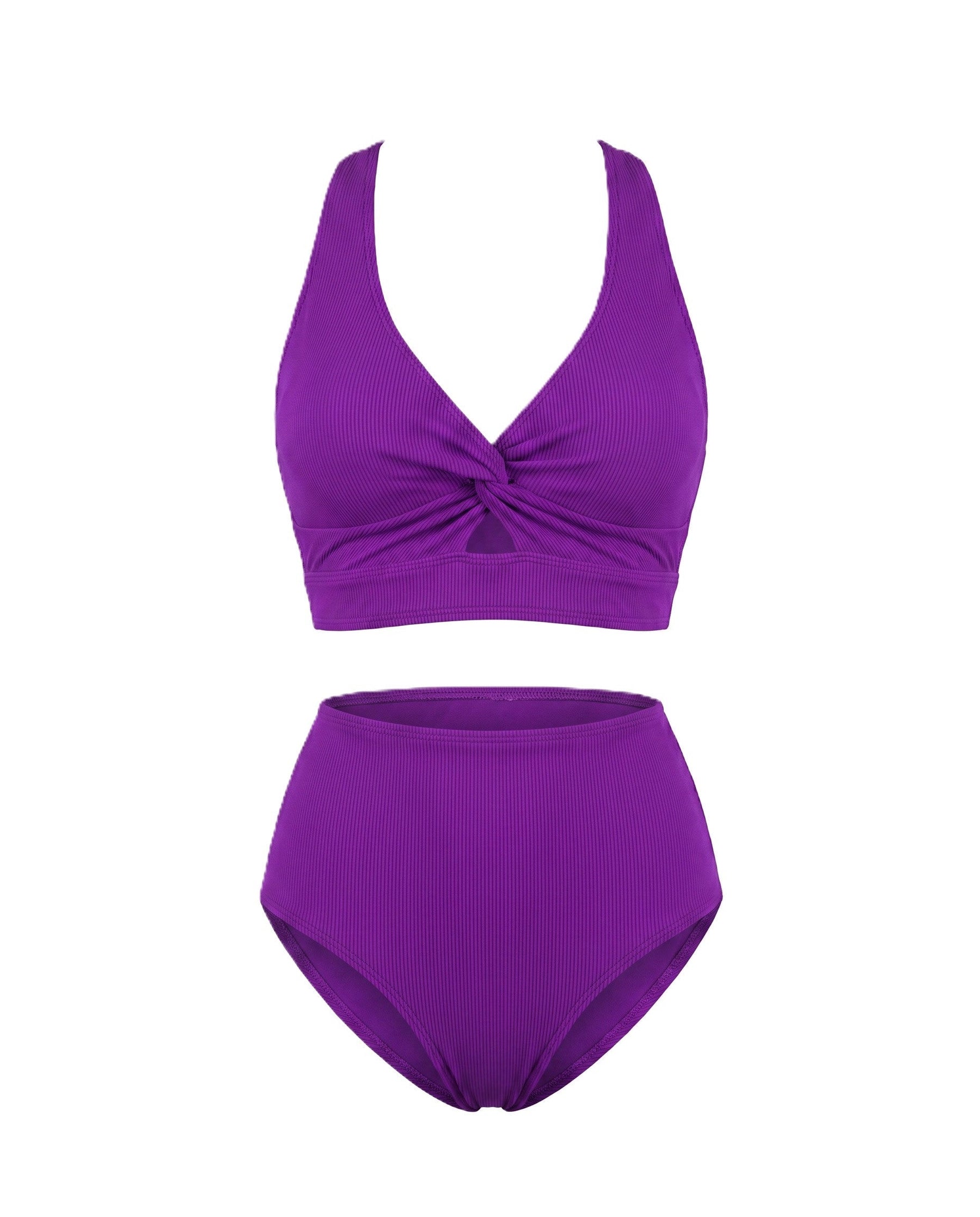 Crescencia™ | Bikini texturizado de tiro alto con top cruzado