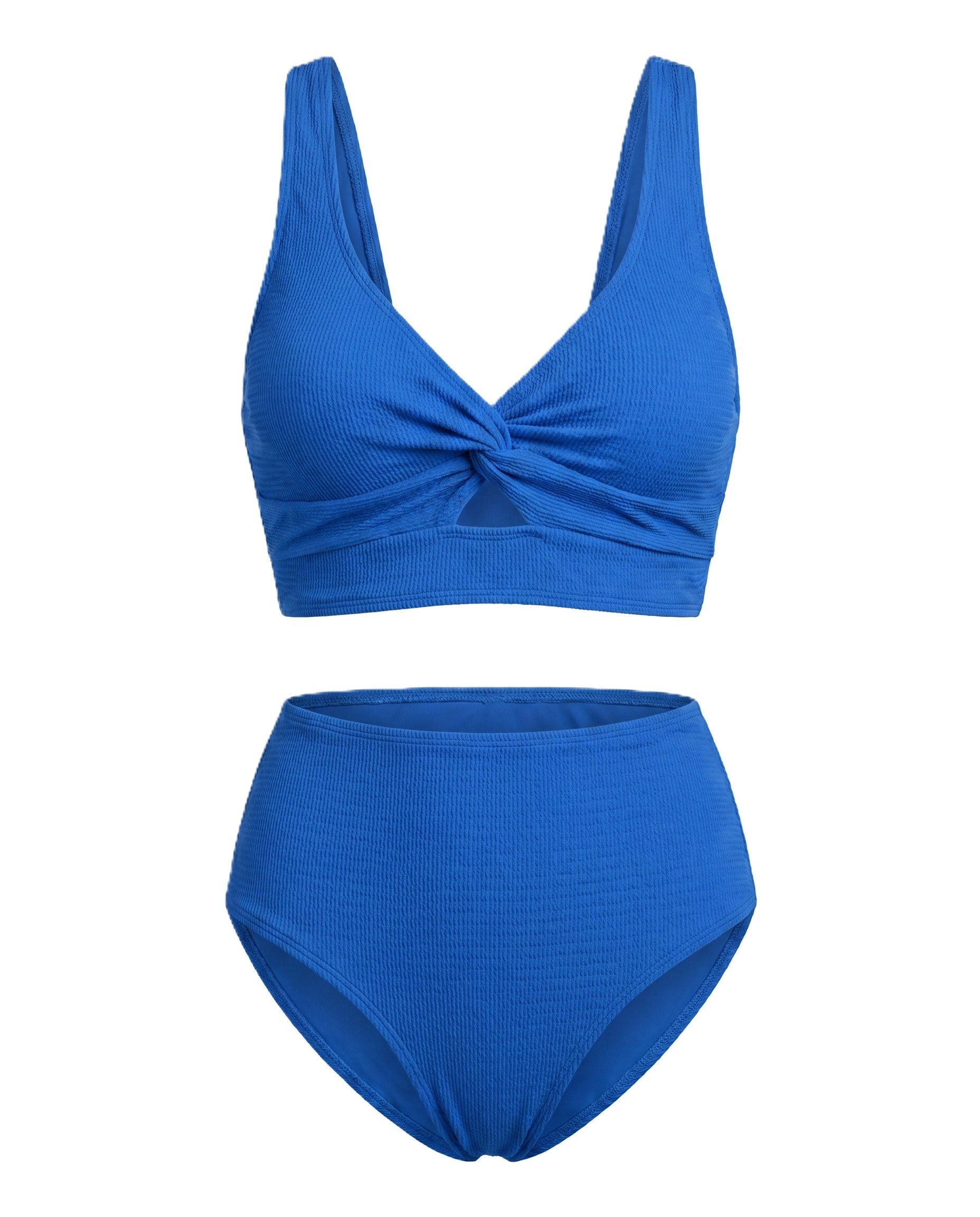 Crescencia™ | Bikini texturizado de tiro alto con top cruzado