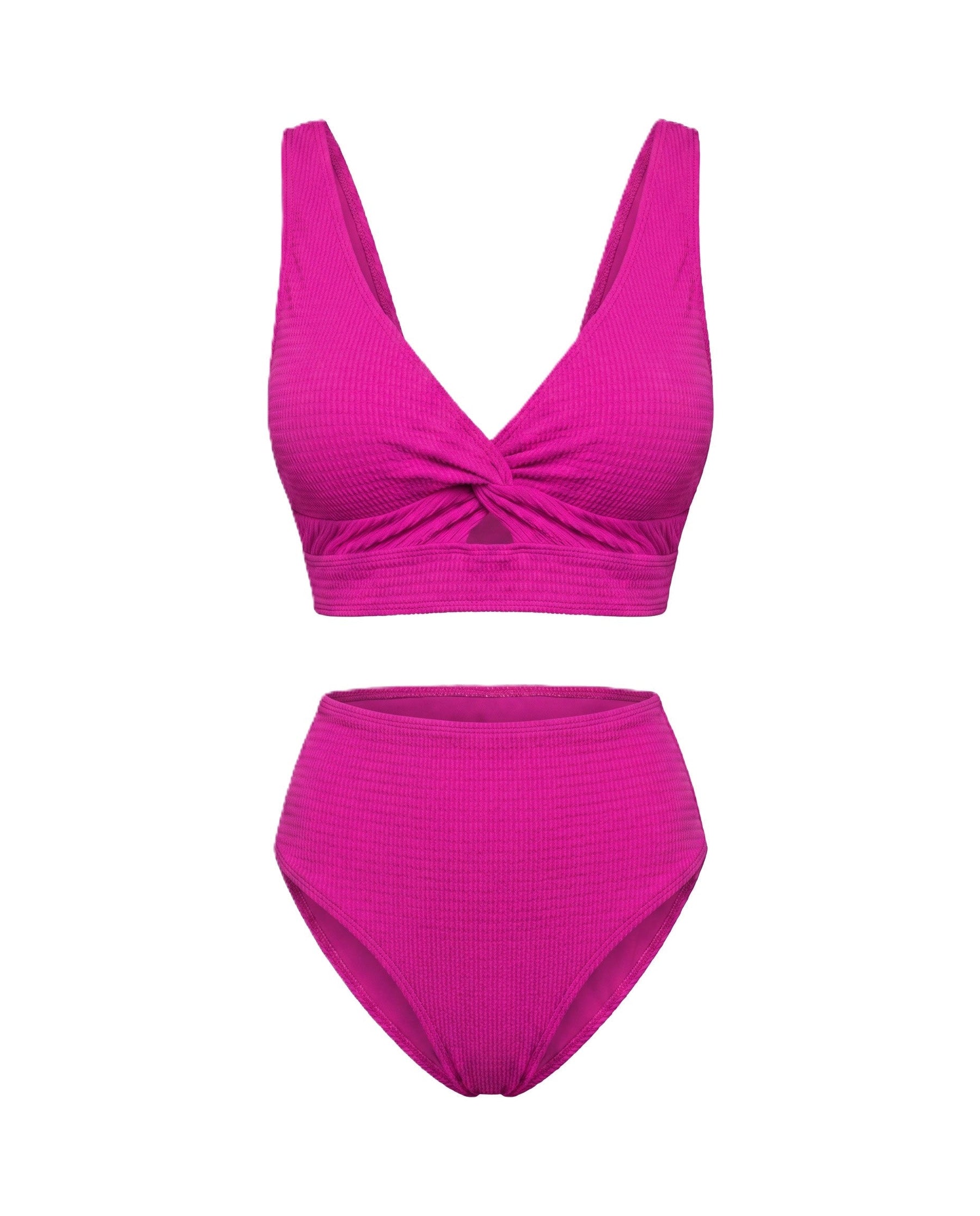Crescencia™ | Bikini texturizado de tiro alto con top cruzado