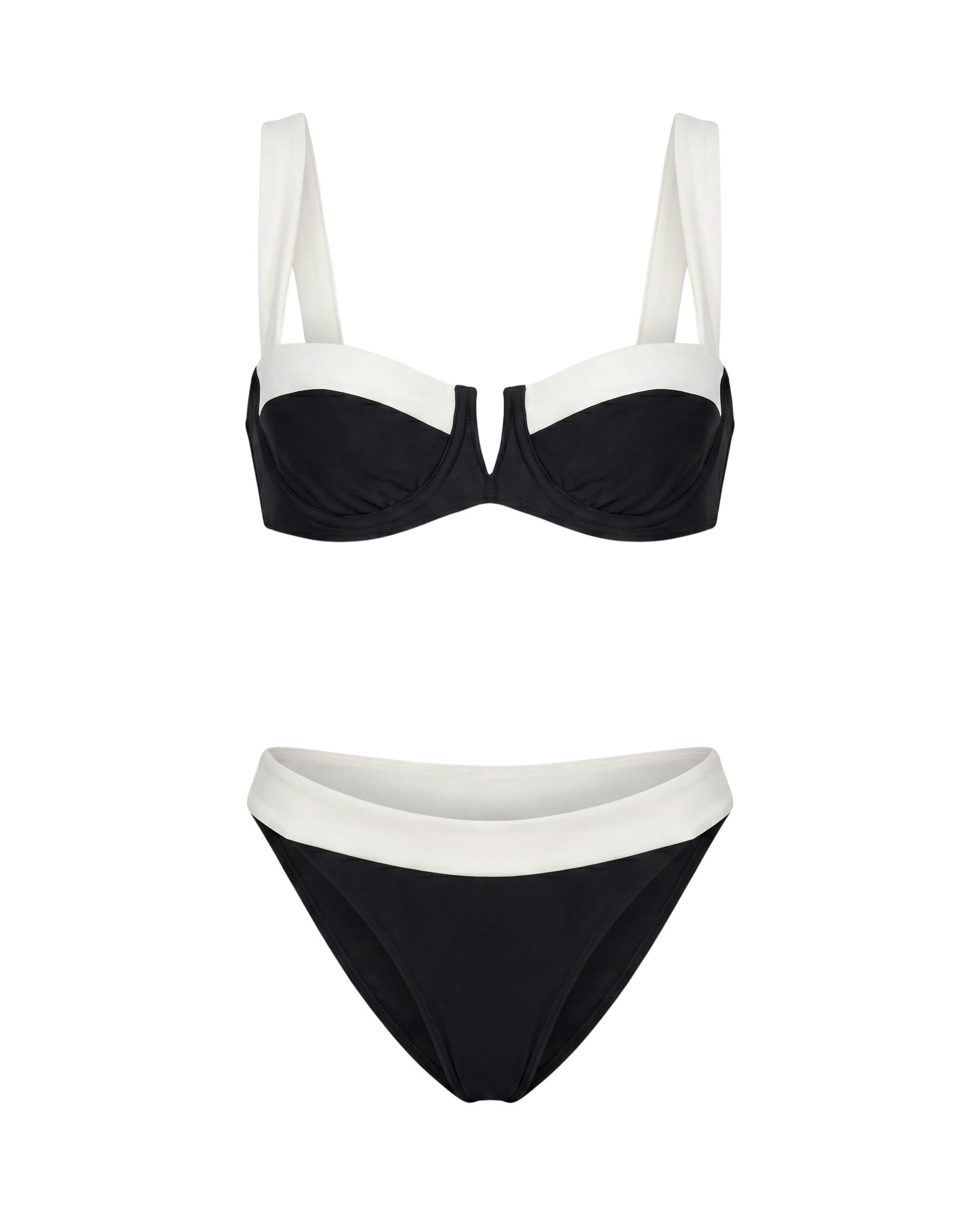 Patrocinio™ | Bikini clásico negro y blanco con tirantes ajustables