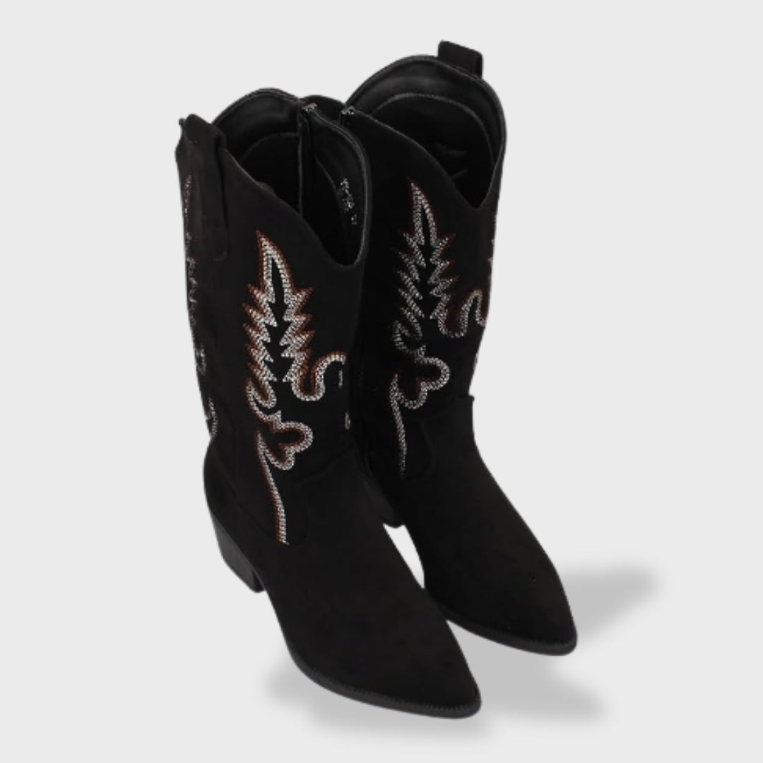 Botas Cowboy Bordado Ante Mujer
