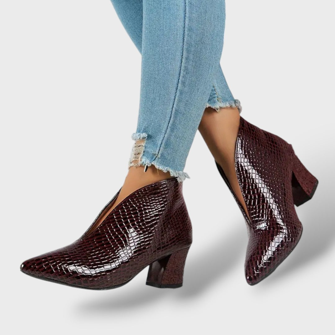 Botines Texturizados Mujer Tacón Medio