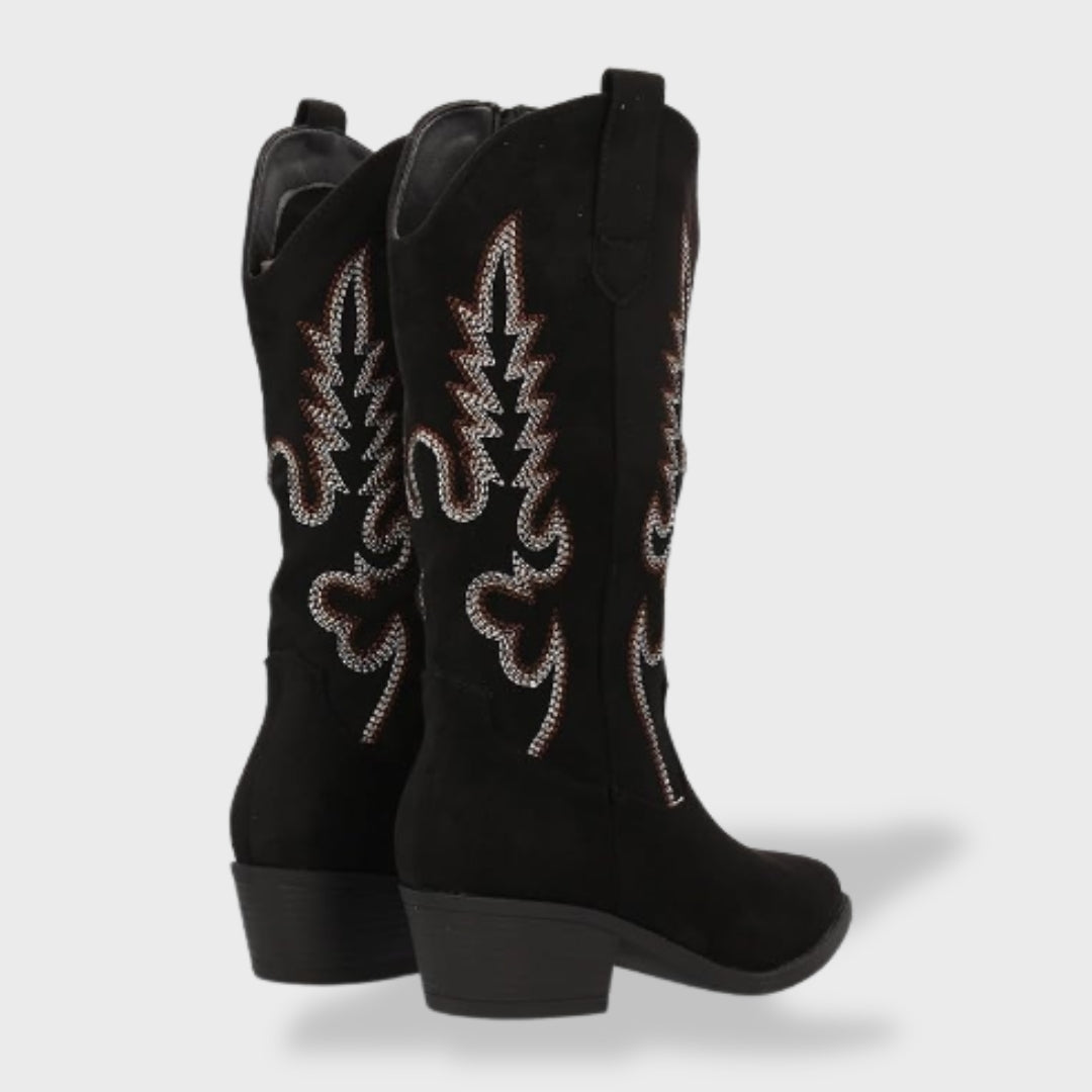 Botas Cowboy Bordado Ante Mujer