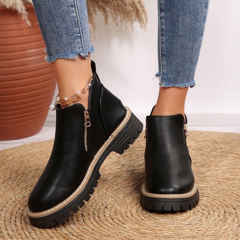 Botines mujer con cremallera lateral y suela de plataforma