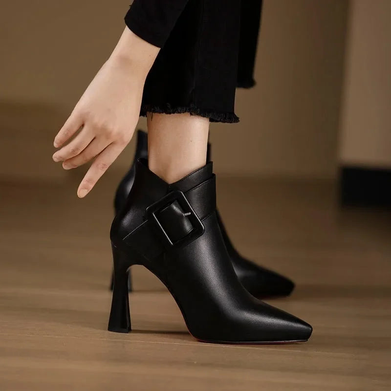 Botines Mujer Con Hebilla Y Tacón Alto – Calzado Elegante Para Uso Diario