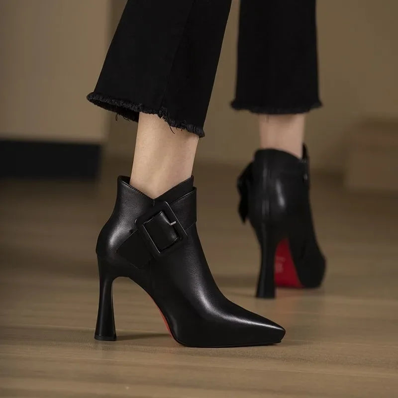 Botines Mujer Con Hebilla Y Tacón Alto – Calzado Elegante Para Uso Diario