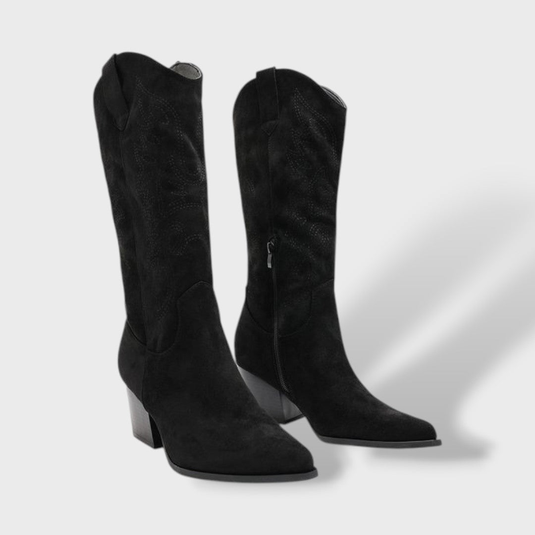 Botas Ortopédicas Cowboy Ante Tacón Ancho