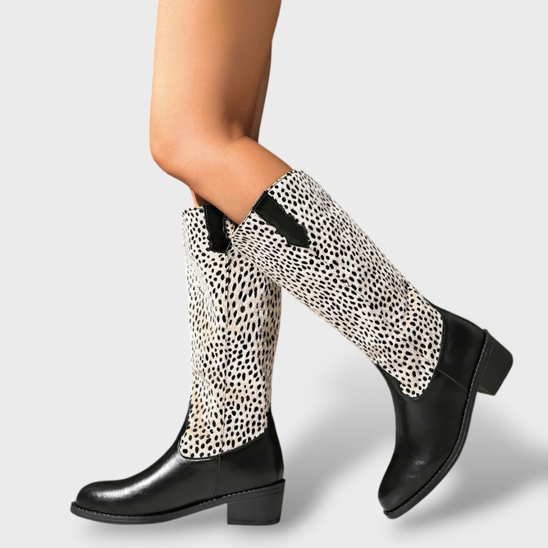 Botas Media Caña Mujer Leopardo Moda Casual