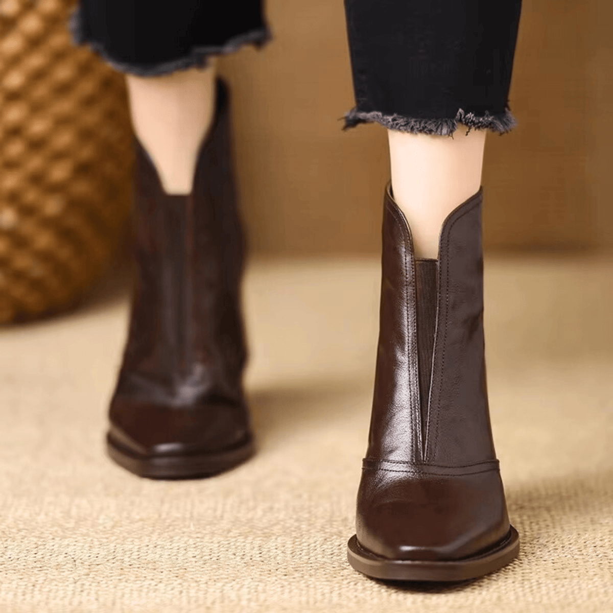Botas mujer al tobillo con tacón ancho y cremallera – estilo elegante urbano